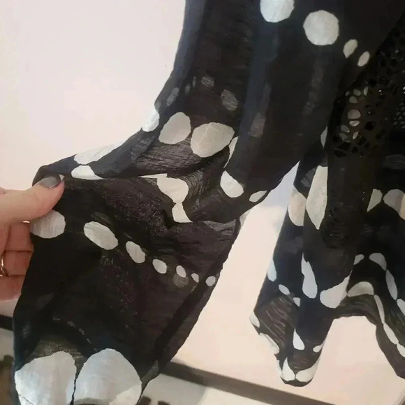 Damee Black and White Polka Dot Sheer Blouse/Jacket - Picture 7 of 9
